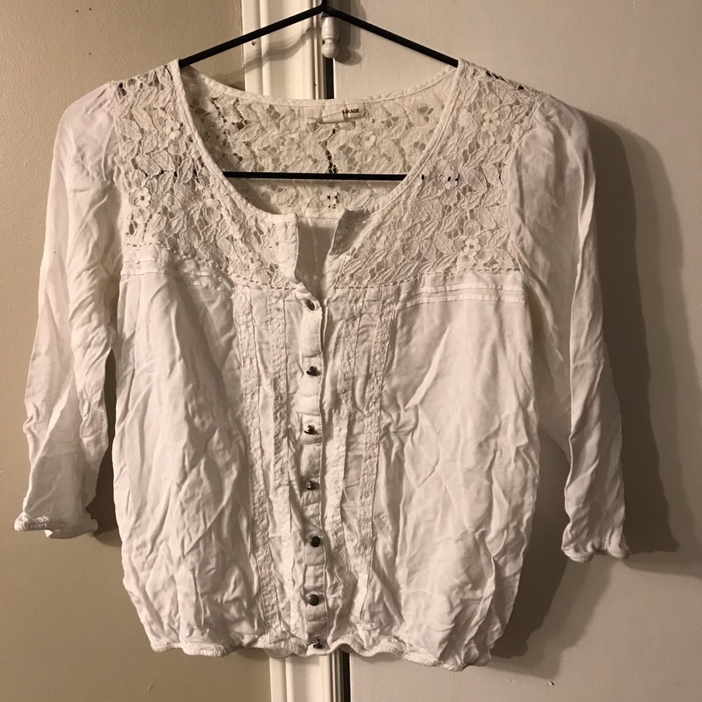 3/$25 White lace button up blouse